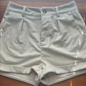 SHEIN High Waist Cream Corduroy Shorts